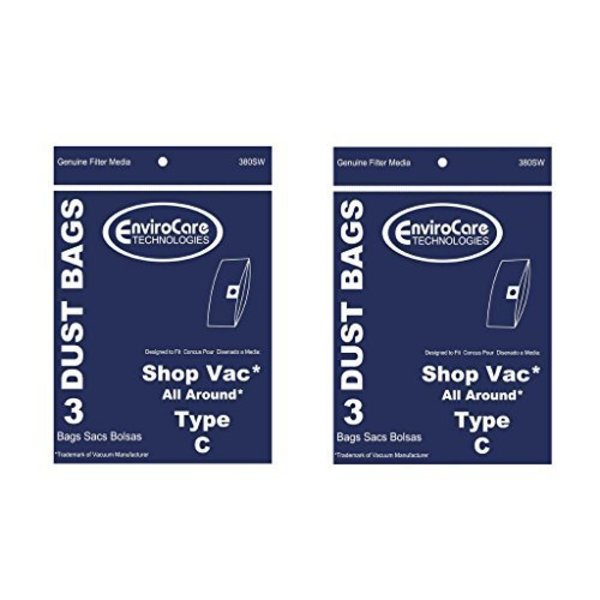 Envirocare ShopVac Type C #9066900 Wet/Dry Vacuum Bags Shop Vac 380SW